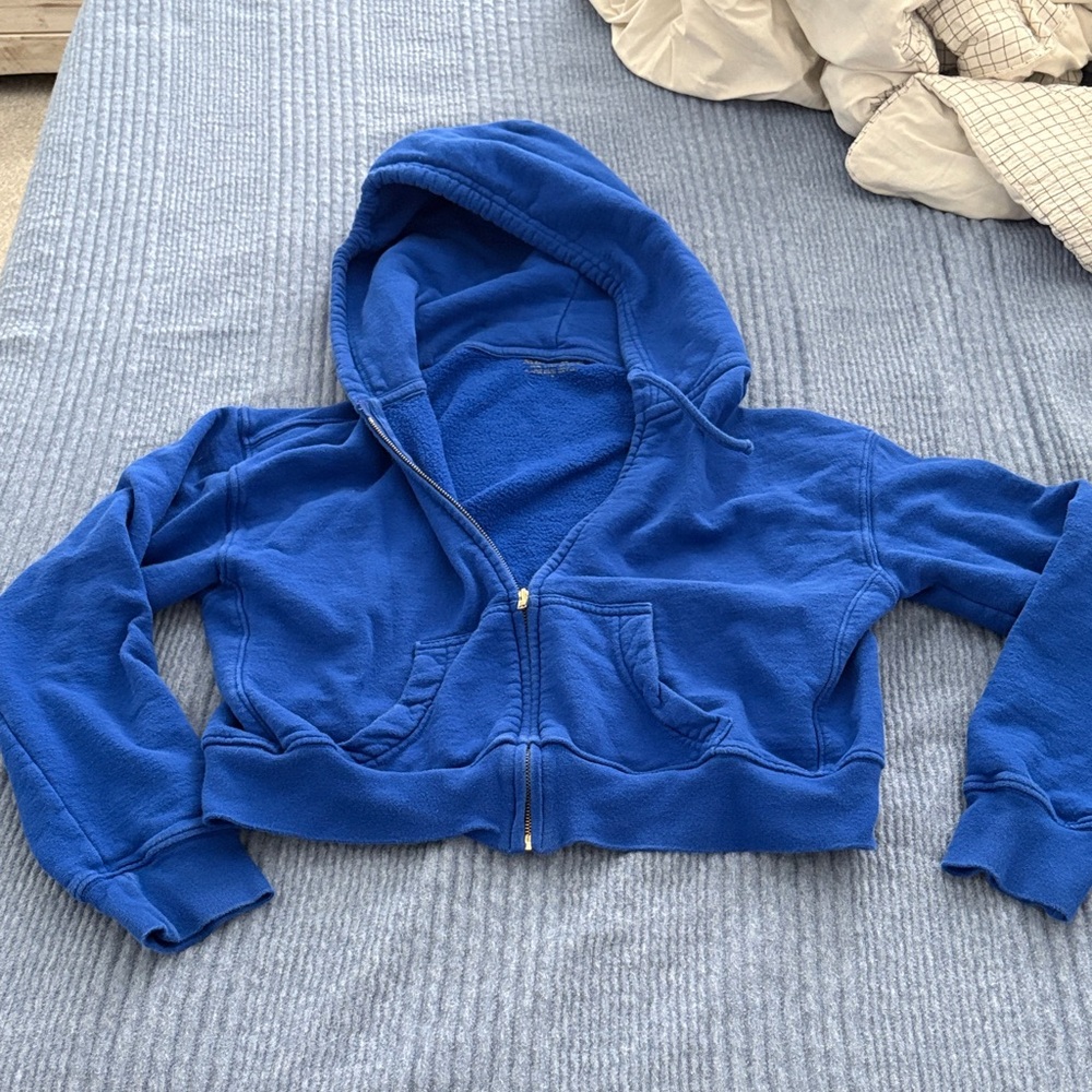 Skatie Royal Blue Cropped Zip Up Sweatshirt